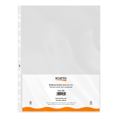 BUSTE FORATE IN PP A4 CONF.20PZ