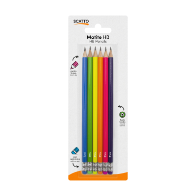 MATITE FLUO CON GOMMA BL.6PZ